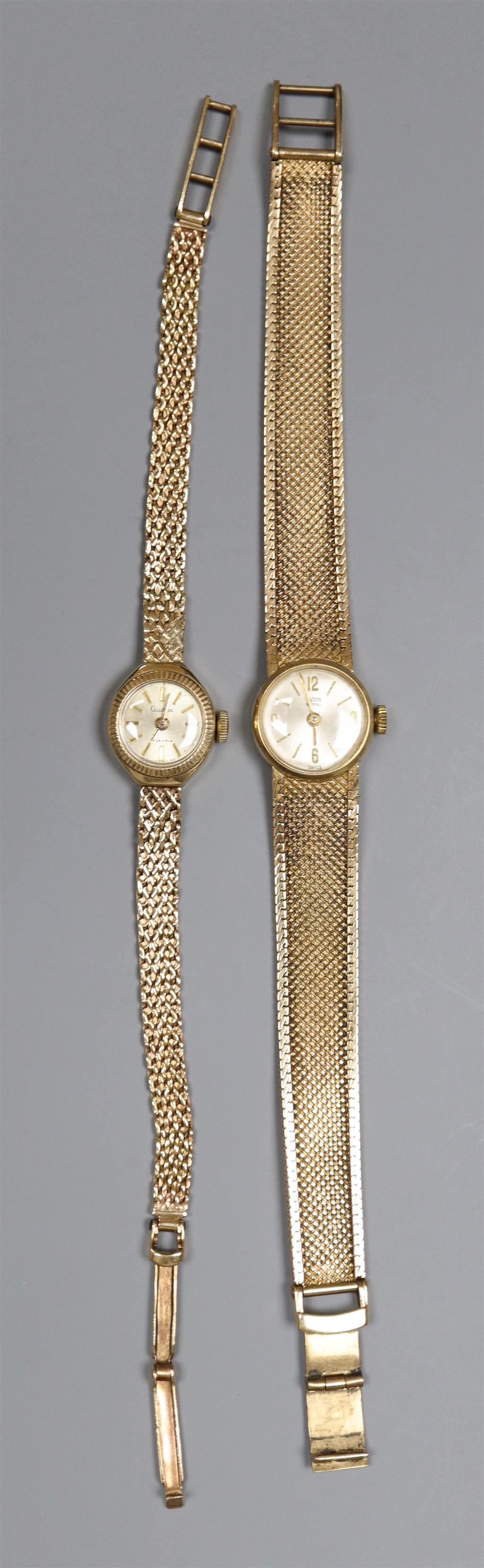 Two ladys 1960s/1970s 9ct gold manual wind wrist watches, Tudor Royal and Audax,